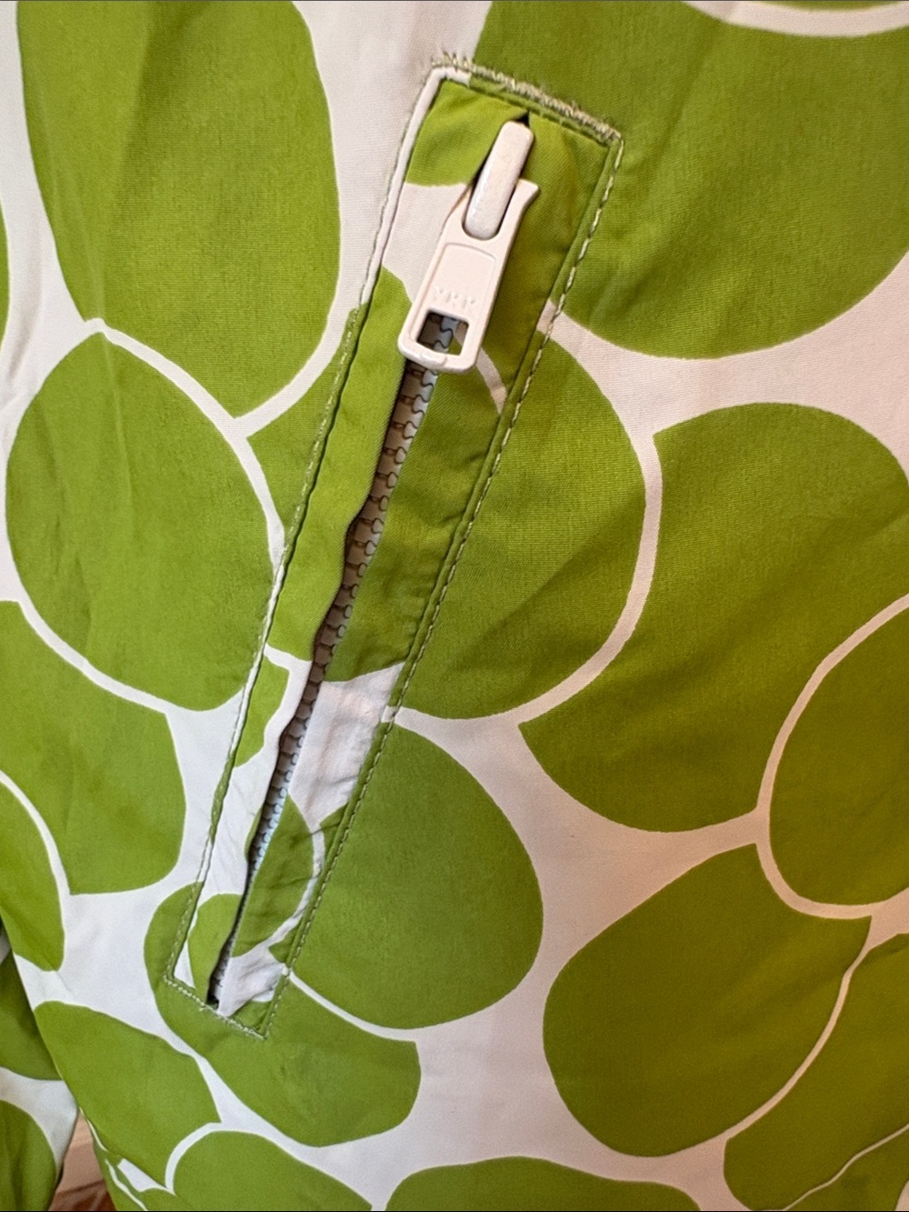Boden NWOT Green White Giant Polka Dot Pullover Packable Anorak Jacket Size 8 - Picture 12 of 16